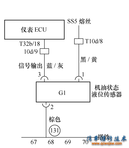图6-59  机油状态传感器G1的连接电路