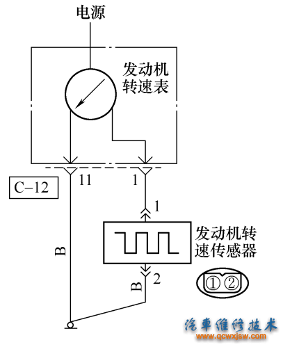图8-3 三菱4D56柴油发动机转速传感器电路